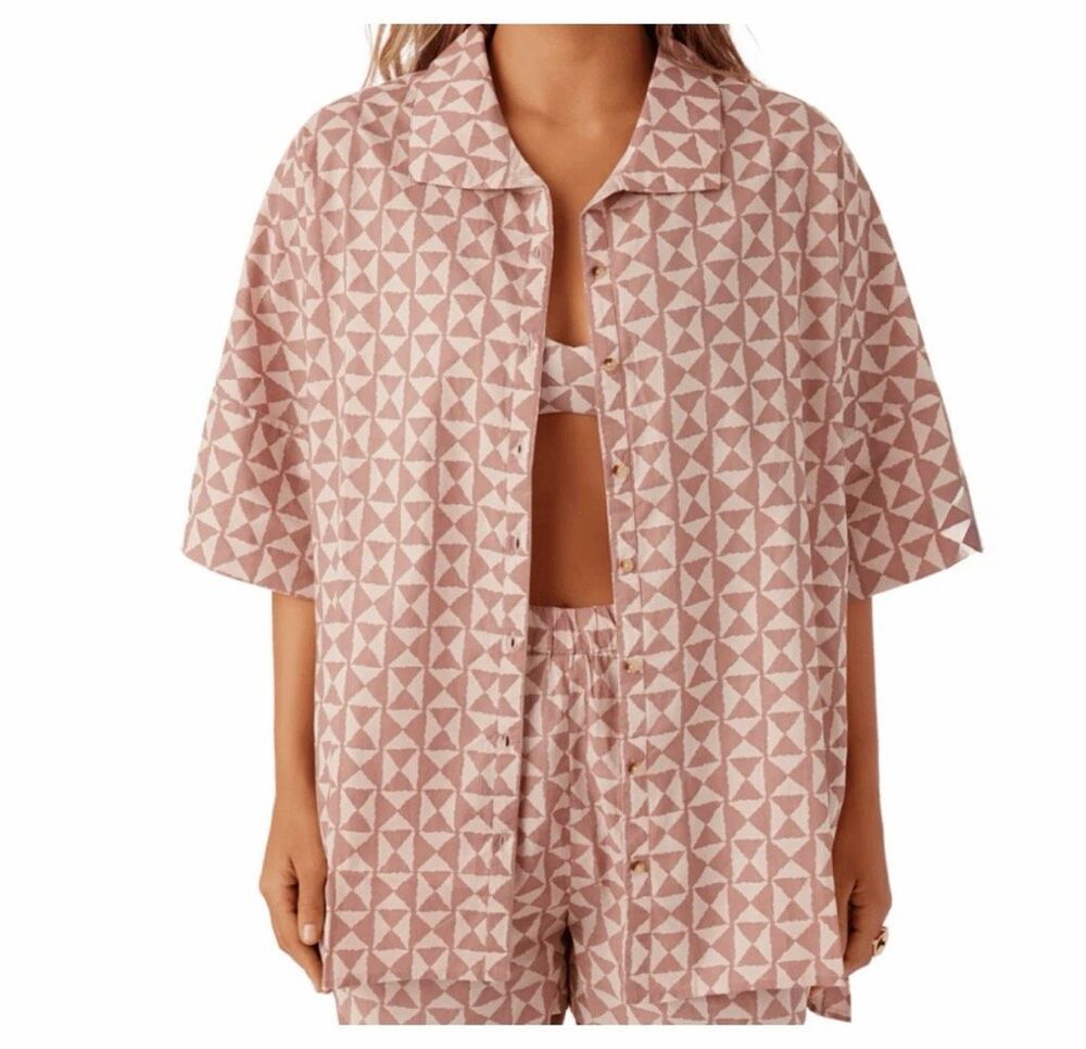 O’NEILL Rose Dust Olivia Print Oversize Coverup Shirt-S {NWOT}